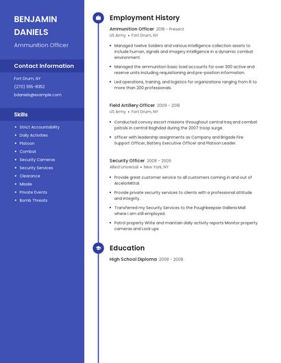 Ammunition Officer Resume