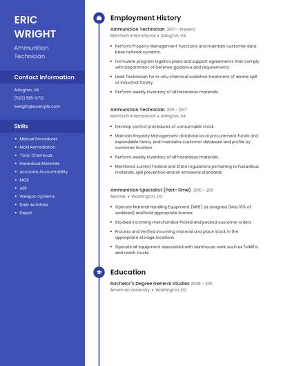Ammunition Technician Resume