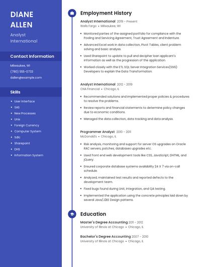 Analyst International Resume