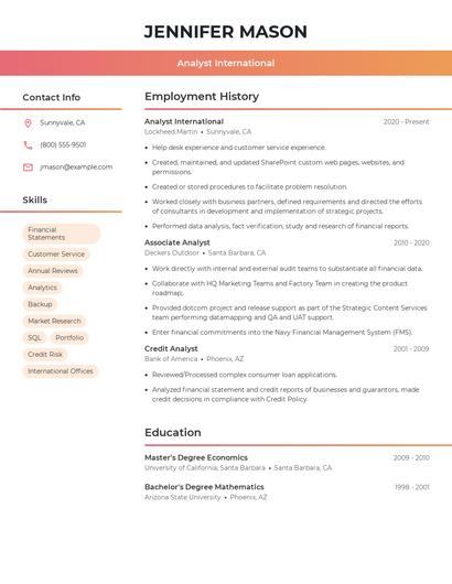 Analyst International Resume