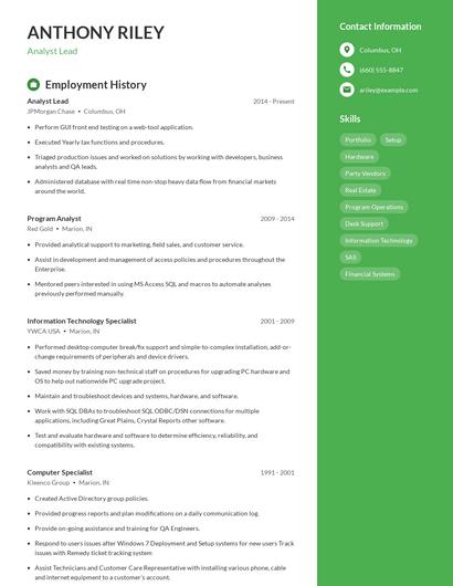 Analyst Lead Resume