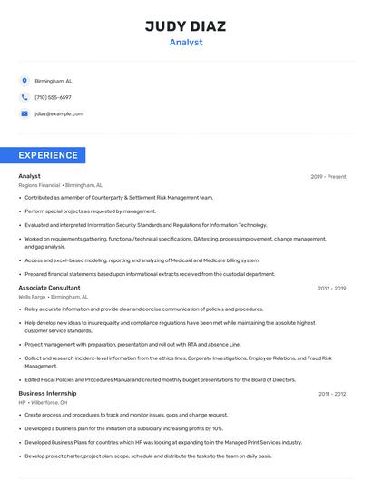 Analyst Resume