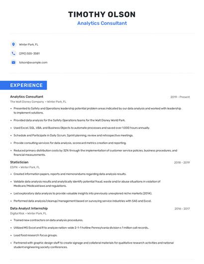 Analytics Consultant Resume