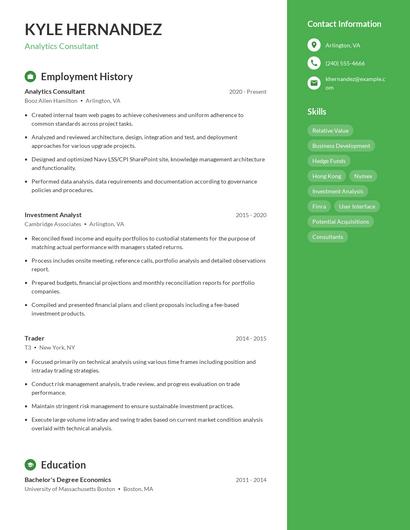 Analytics Consultant Resume