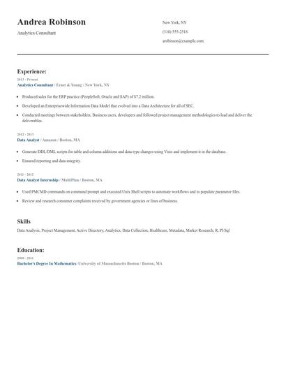Analytics Consultant Resume