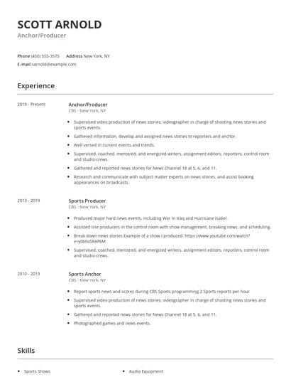 Anchor/Producer Resume
