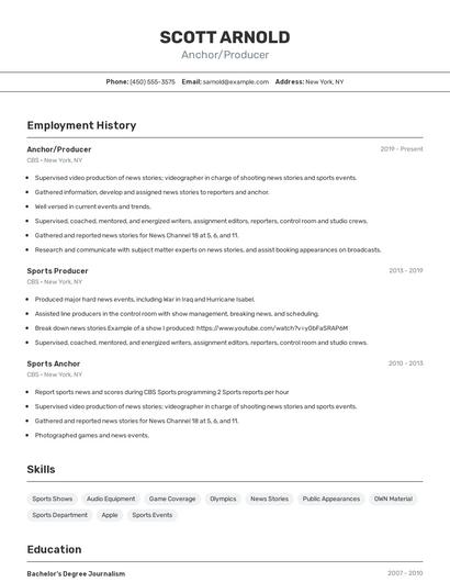 Anchor/Producer Resume
