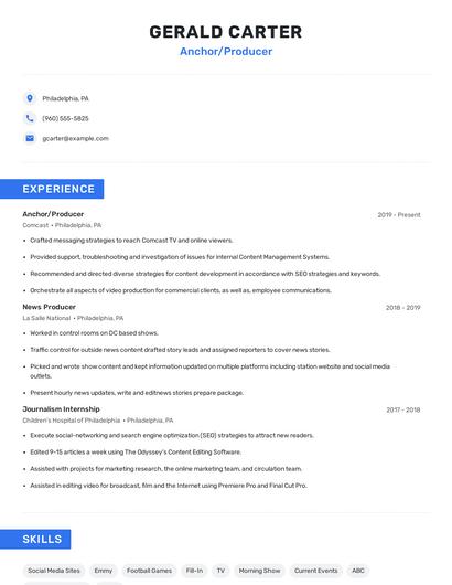 Anchor/Producer Resume