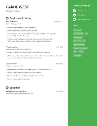 Anchor/Producer Resume