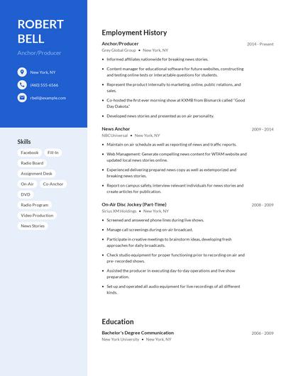 Anchor/Producer Resume
