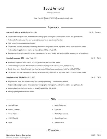 Anchor/Producer Resume