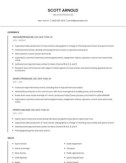 Anchor/Producer Resume