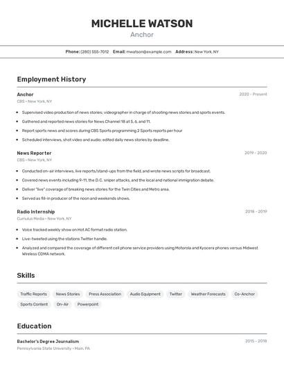 Anchor Resume