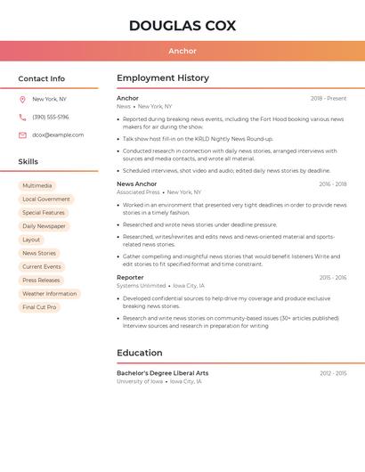 Anchor Resume