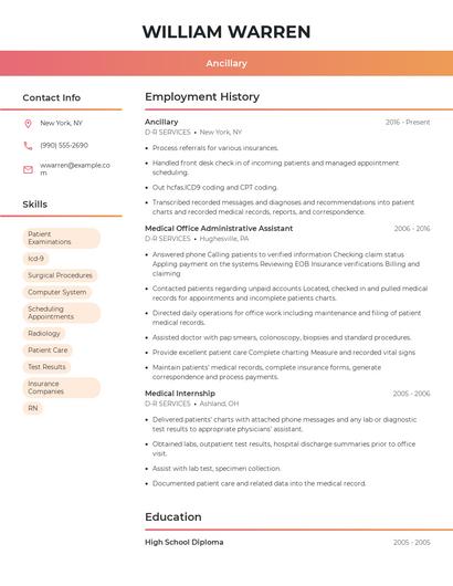 Ancillary Resume
