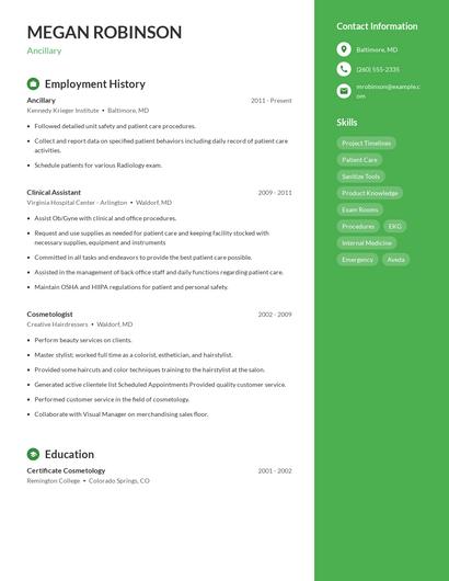Ancillary Resume