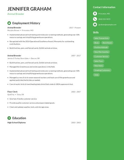 Animal Breeder Resume