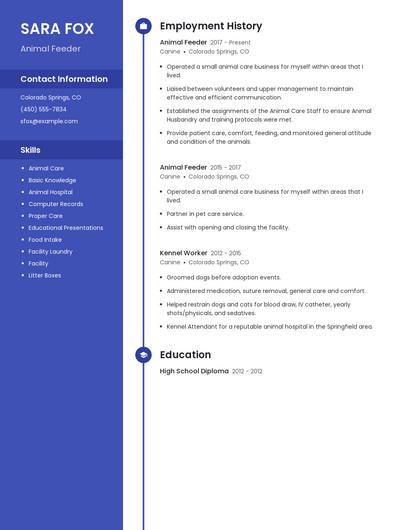 Animal Feeder Resume