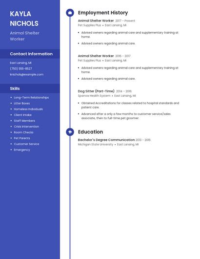 Animal Shelter Worker Resume