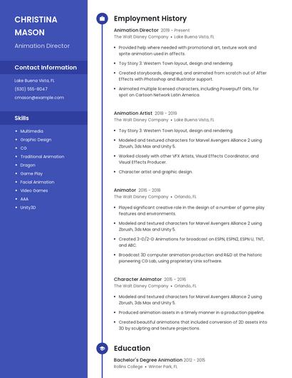 Animation Director Resume