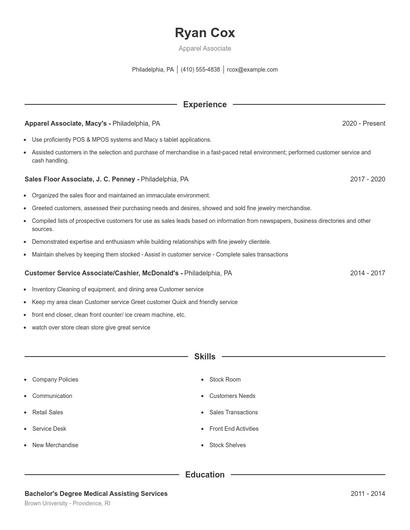 Resume example 1