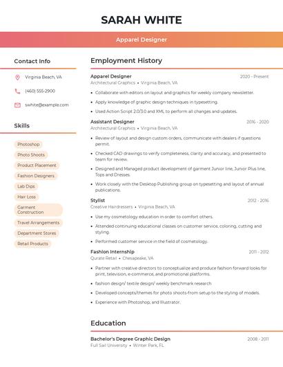 Apparel Designer Resume