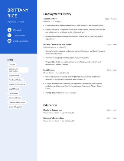 Appeals Officer Resume