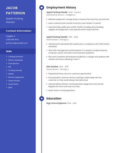 Apple Packing Header Resume