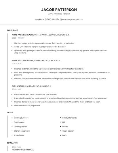 Apple Packing Header Resume