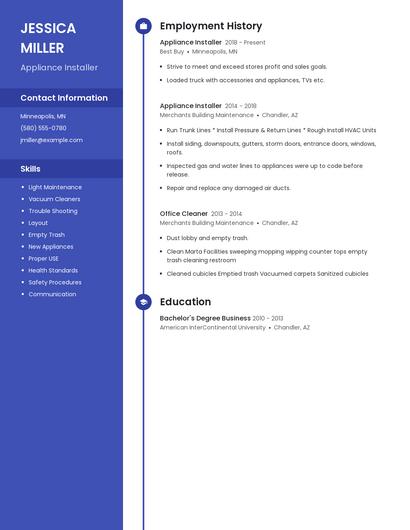 Appliance Installer Resume