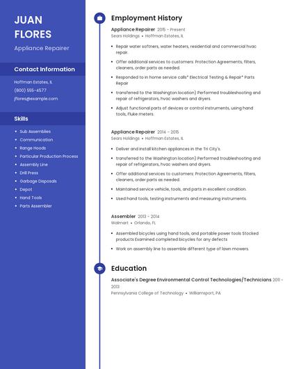 Appliance Repairer Resume