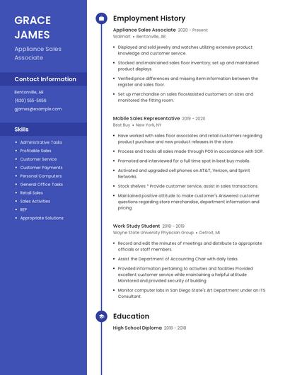 Appliance Sales Associate Resume