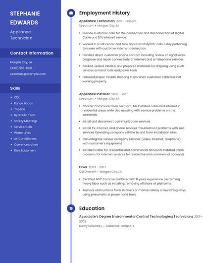 Appliance Technician Resume