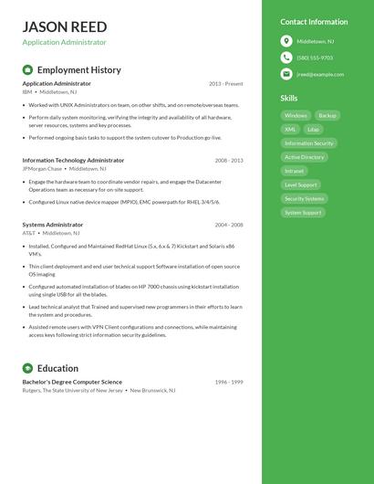 Application Administrator Resume