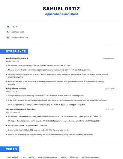 Application Consultant Resume
