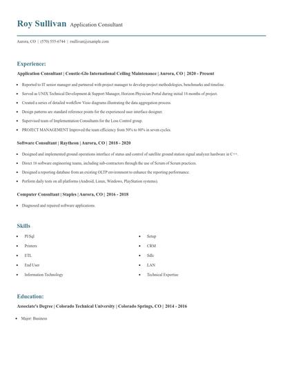 Application Consultant Resume