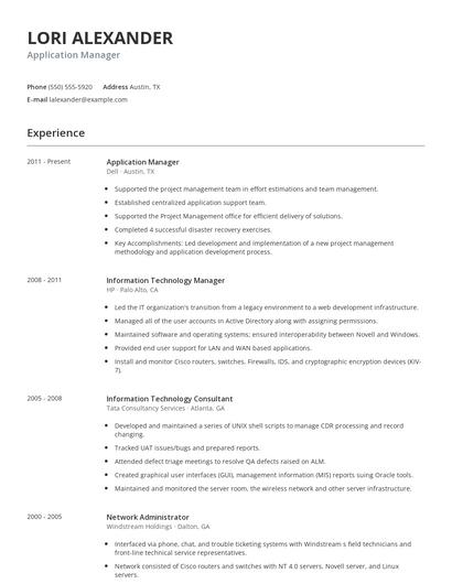 Application Manager Resume
