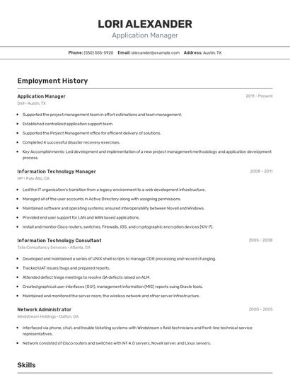 Application Manager Resume