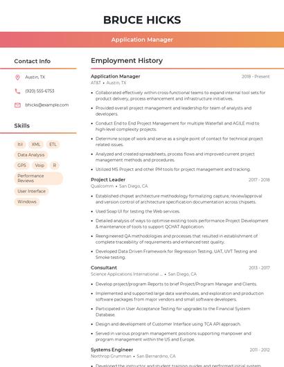 Application Manager Resume