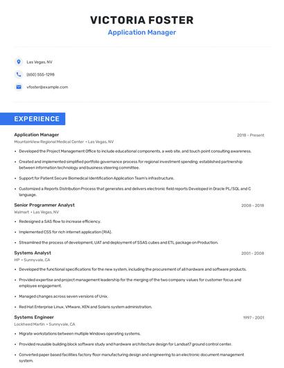 Application Manager Resume