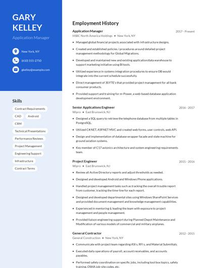 Application Manager Resume