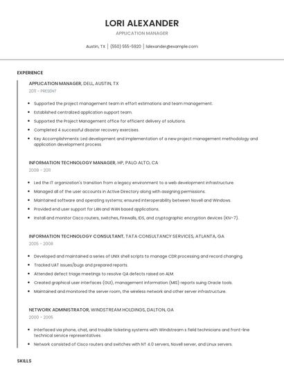 Application Manager Resume