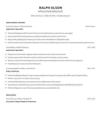Application Specialist Resume