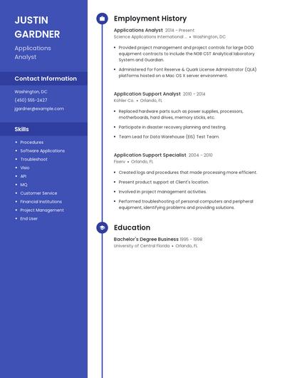 Applications Analyst Resume