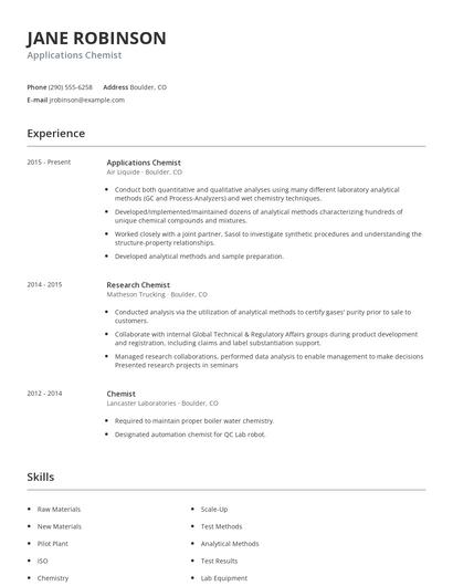 Applications Chemist Resume