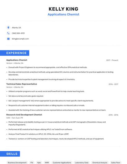 Applications Chemist Resume