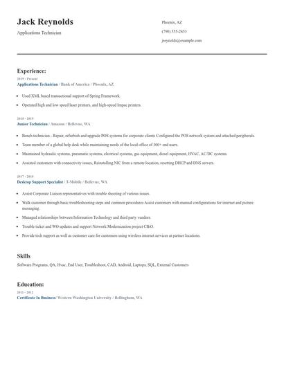 Applications Technician Resume
