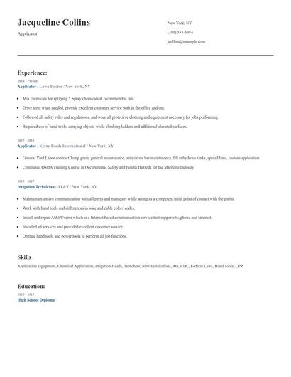 Applicator Resume