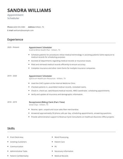 Appointment Scheduler Resume