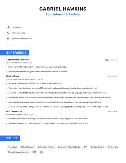 Appointment Scheduler Resume